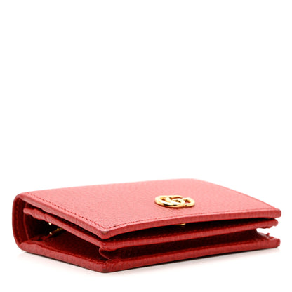 Gucci Pebbled Calfskin GG Marmont Card Case Hibiscus Red 4 of 7