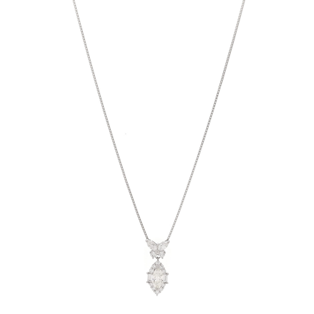 Platinum Diamond 1.40ctw Mixed Cut Pendant Necklace