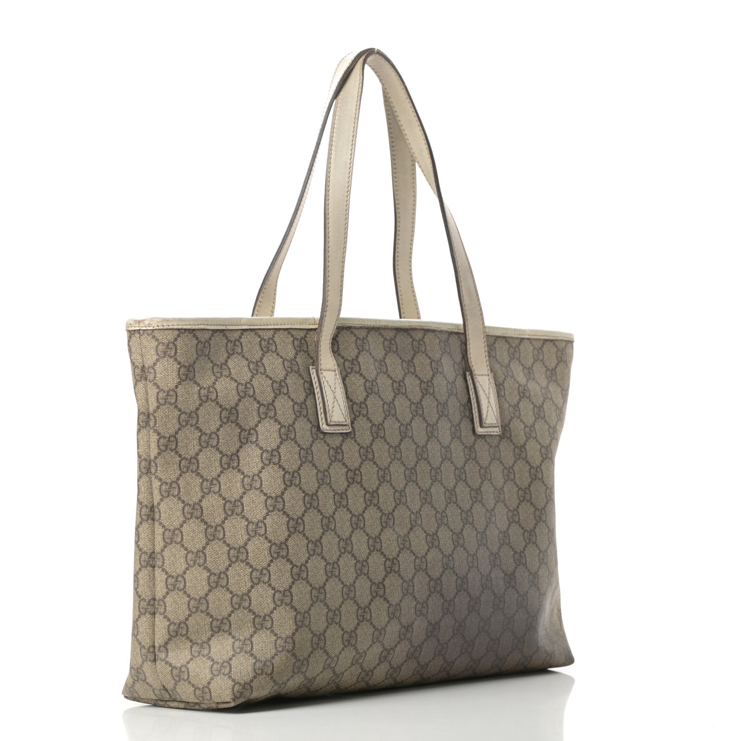 GG Supreme Monogram Medium Zippered Shopping Tote Off White