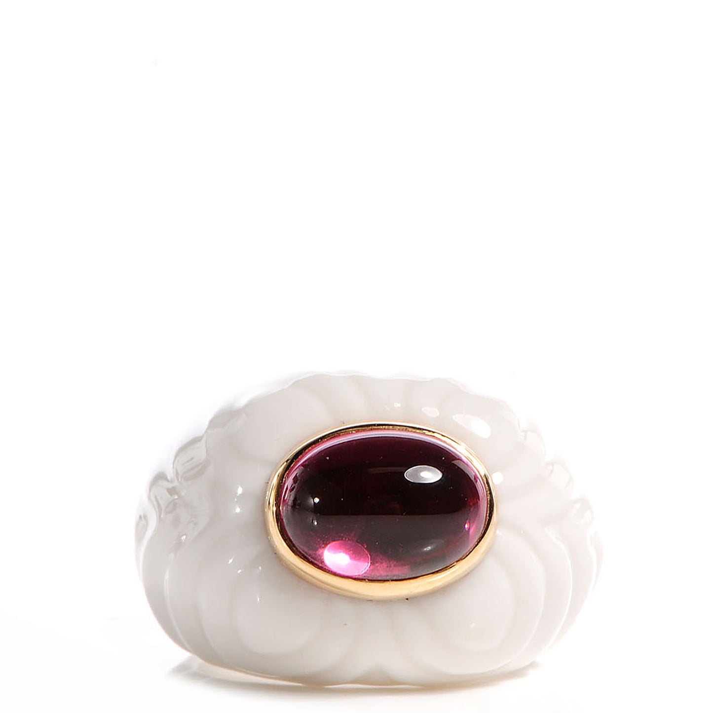 BVLGARI Porcelain 18K Gold Tourmaline Chandra Ring 5.25 Pink