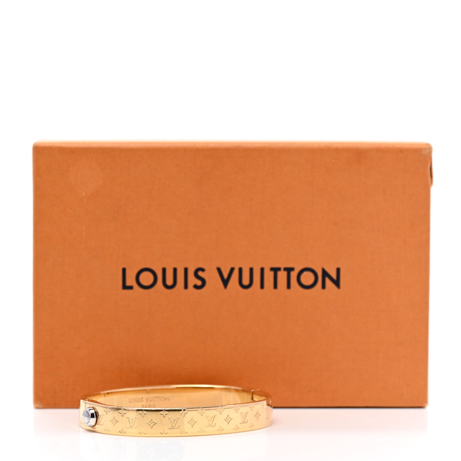 Louis Vuitton Brass Monogram Nanogram Cuff M Gold 8 of 8