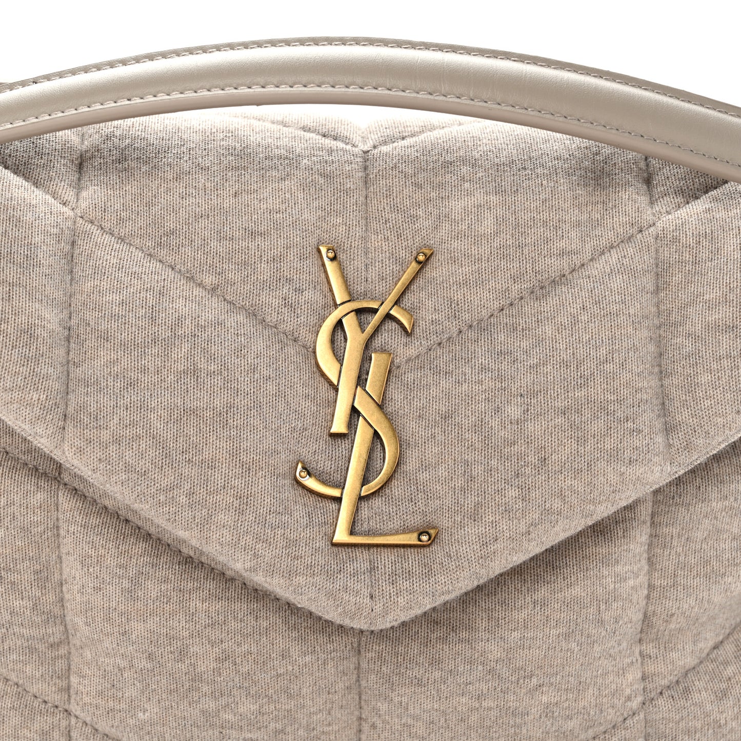 Jersey Quilted Small Loulou Puffer Monogram Chain Satchel Chalk Beige
