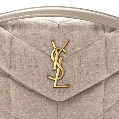 Saint Laurent Jersey Quilted Small Loulou Puffer Monogram Chain Satchel Chalk Beige 8 of 10