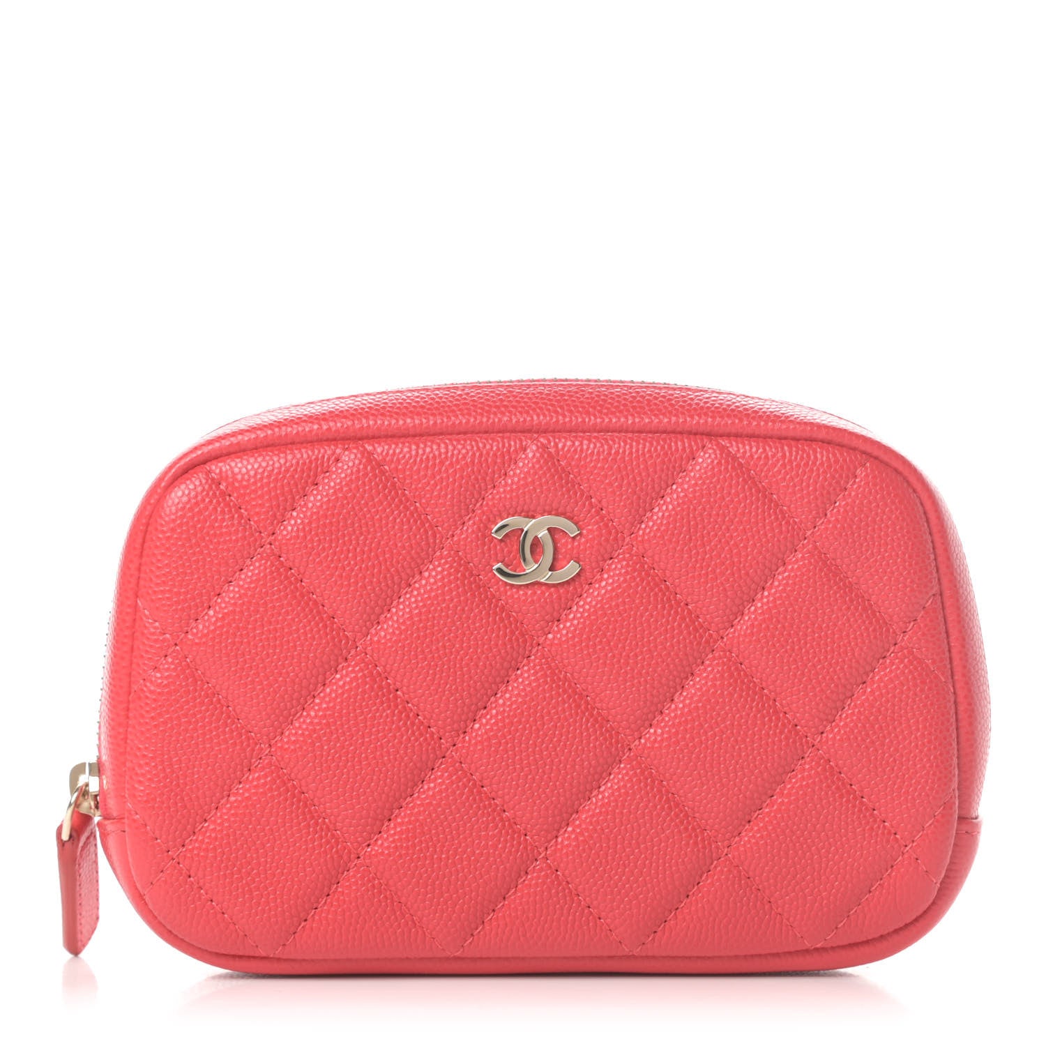 Chanel Caviar Quilted Small Curvy Pouch Cosmetic Case Dark Red 1 of 8