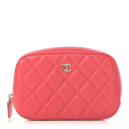 Chanel Caviar Quilted Small Curvy Pouch Cosmetic Case Dark Red 1 of 8