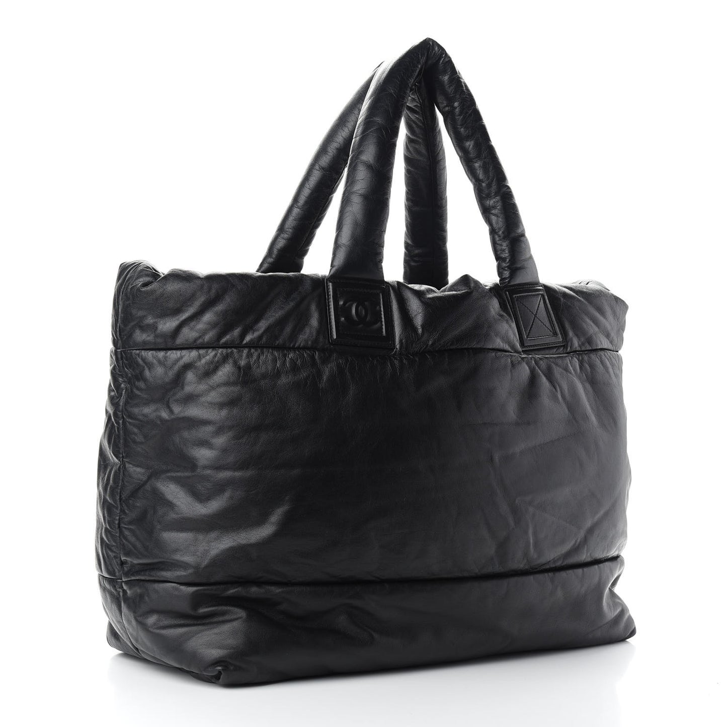 Lambskin Quilted Extra Large Coco Cocoon Reversible Tote Black