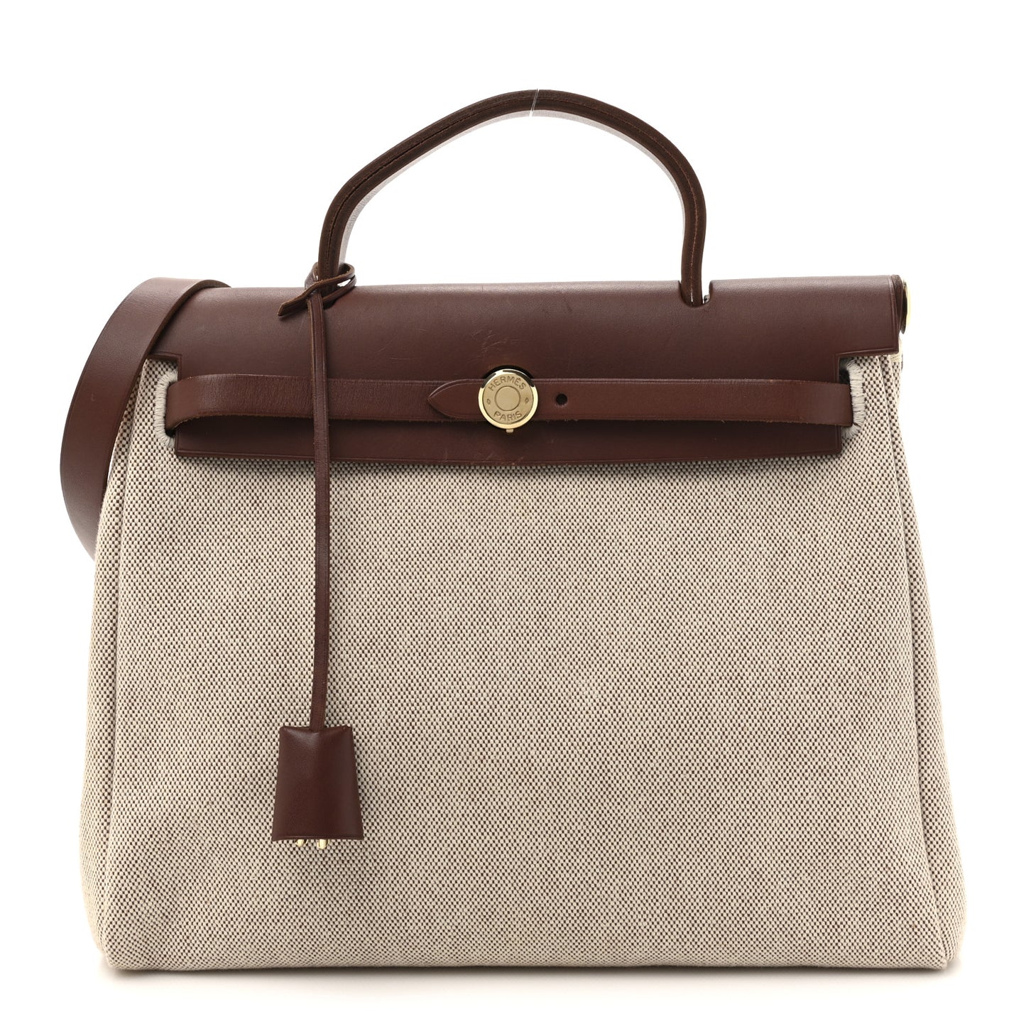 Toile Vache Calfskin Herbag 30 PM Havane