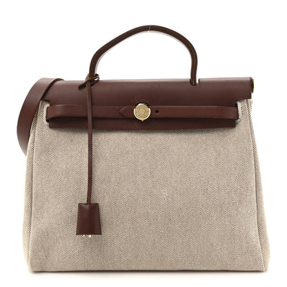 Hermes Toile Vache Calfskin Herbag 30 PM Havane 1 of 15