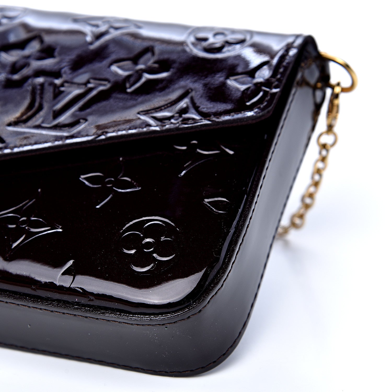 Louis Vuitton Vernis Pochette Felicie Chain Wallet Amarante 10 of 11