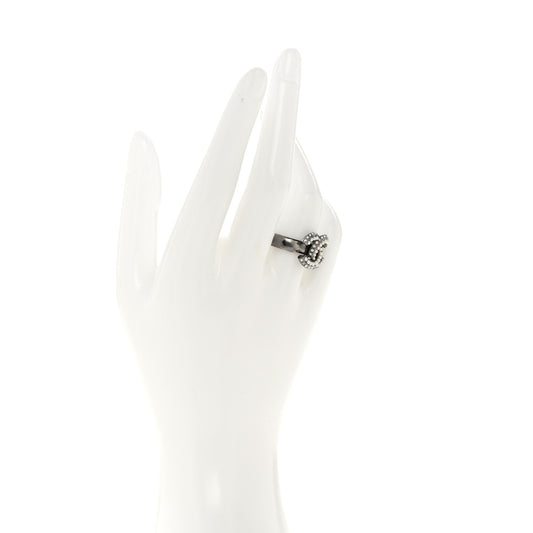 Crystal Pearl CC Ring 7 Silver