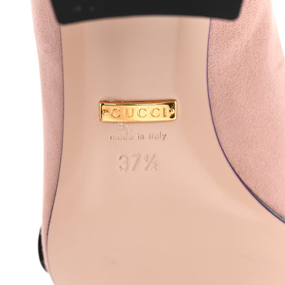Gucci Kid Scamosciato GG Marmont Fringe 50mm Loafer Pumps 37.5 Crystal Pink 6 of 11