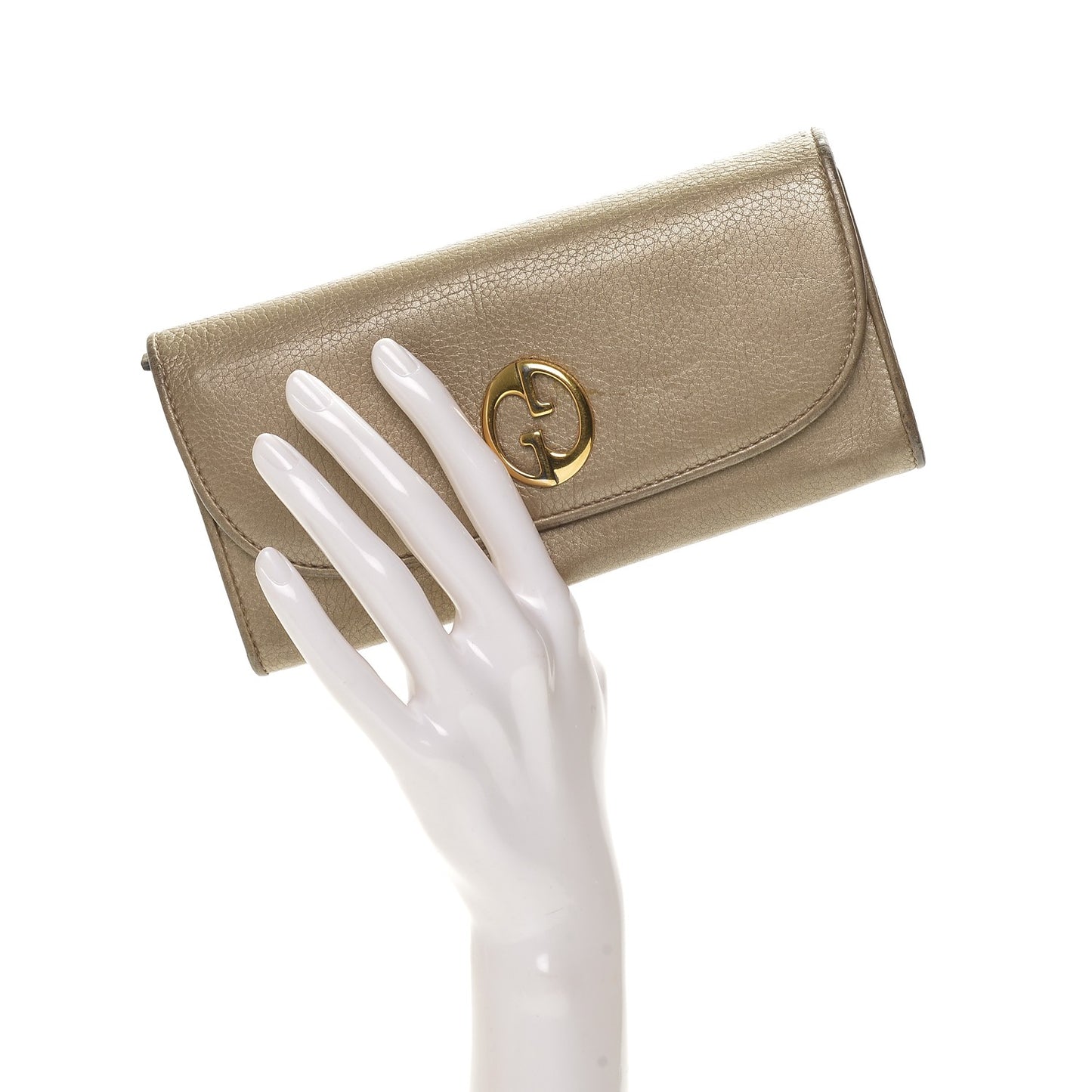 Metallic Cellarius Calfskin 1973 Continental Clutch Wallet Champagne
