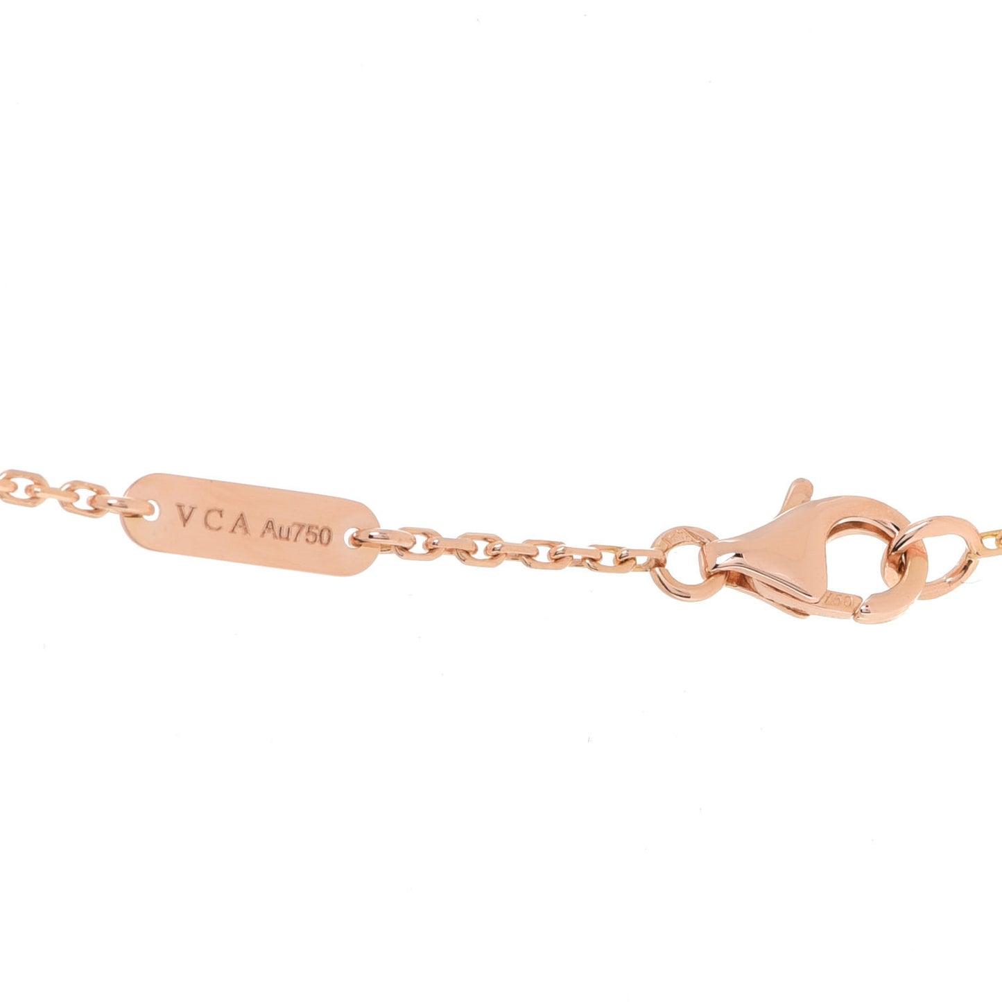 18K Rose Gold Diamond Grey Mother of Pearl Vintage Alhambra Pendant Necklace