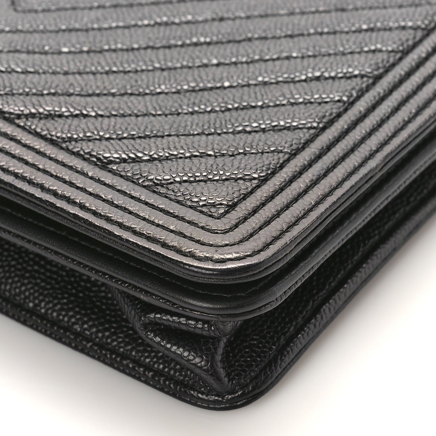 Caviar Chevron Quilted Boy Wallet On Chain WOC Black
