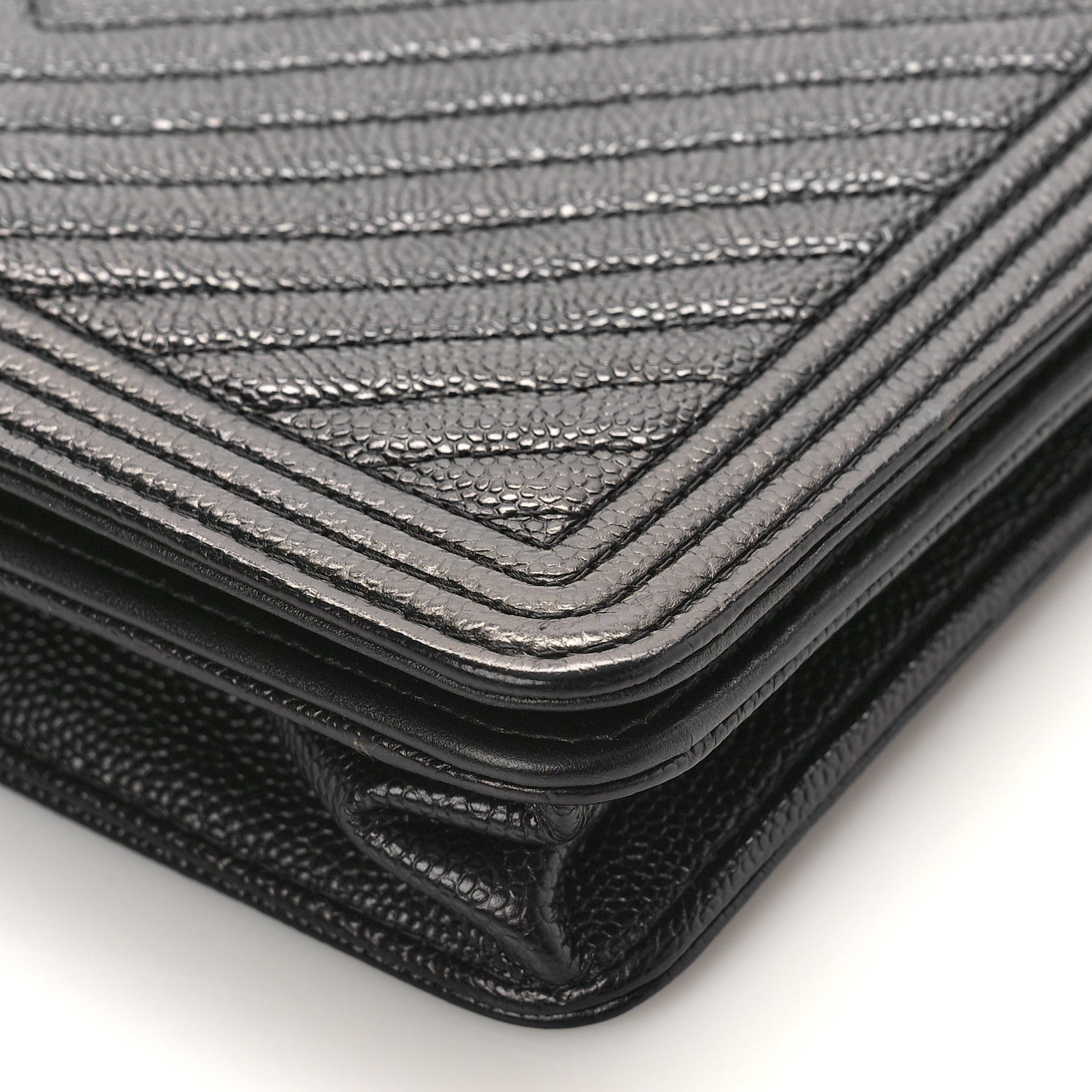 Chanel Caviar Chevron Quilted Boy Wallet On Chain WOC Black 8 of 9