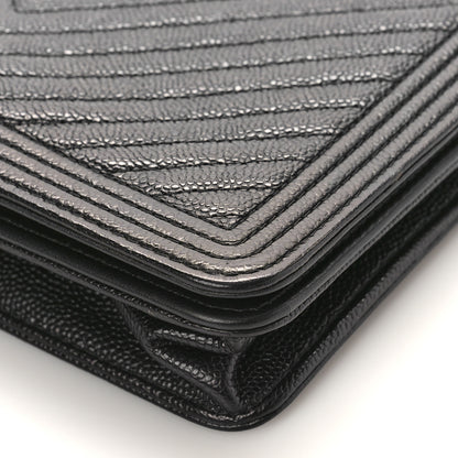 Chanel Caviar Chevron Quilted Boy Wallet On Chain WOC Black 8 of 9