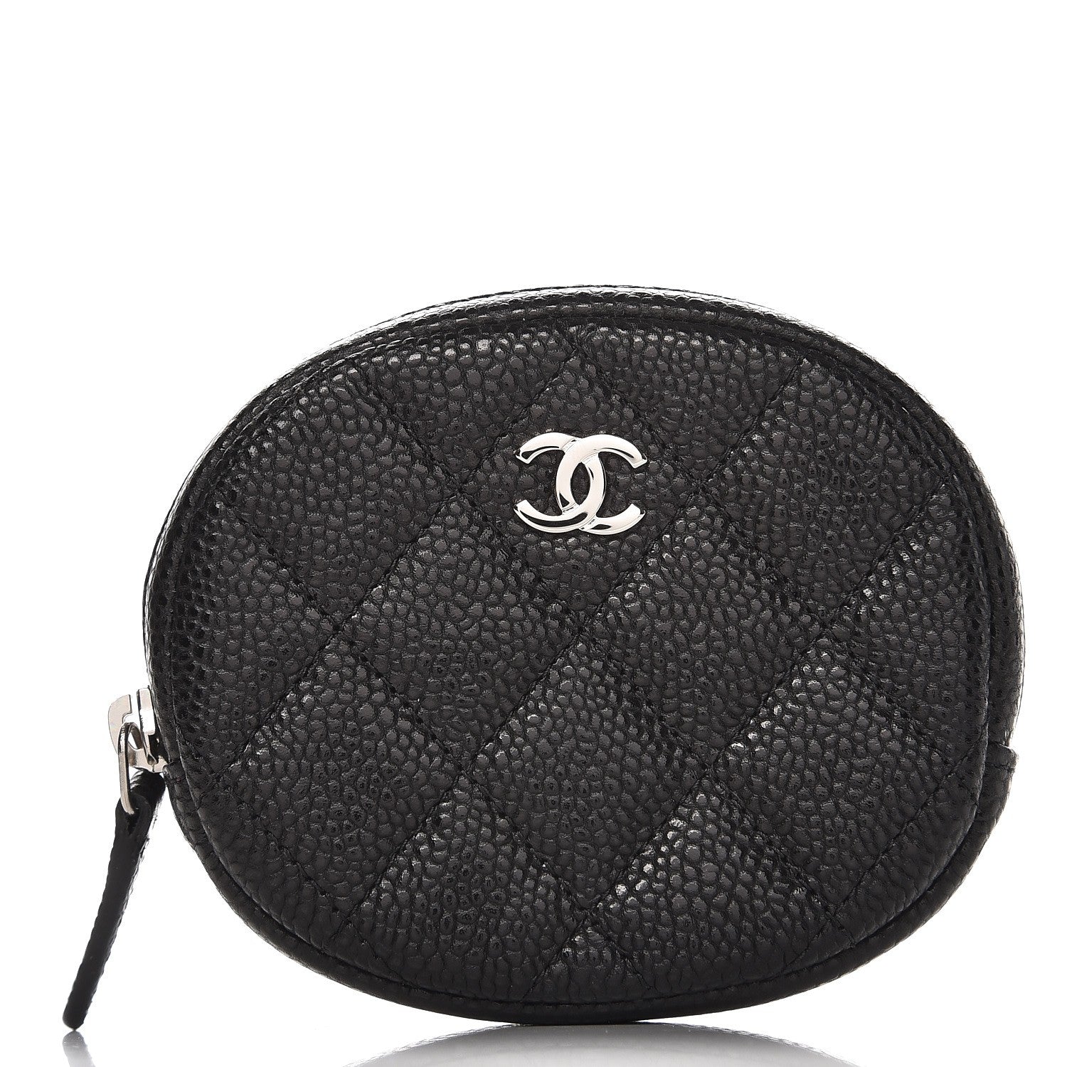Chanel Metallic Caviar Quilted Zip Around Classic Coin Purse Black 1 of 8