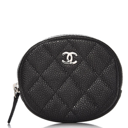 Chanel Metallic Caviar Quilted Zip Around Classic Coin Purse Black 1 of 8