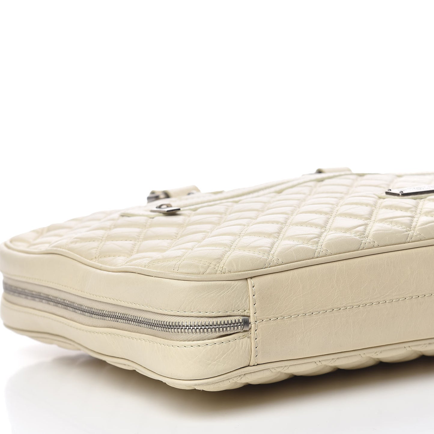 Aged Calfskin Quilted Paris New York PNY Laptop Bag Ivory