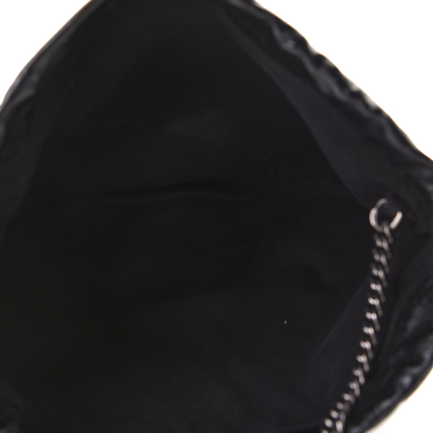 Cracked Shiny Calfskin Teddy Drawstring Bag Black