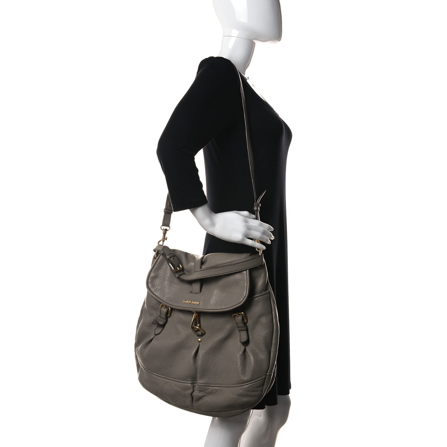 Miu Miu Vitello Daino Shoulder Bag Argilla 2 of 21