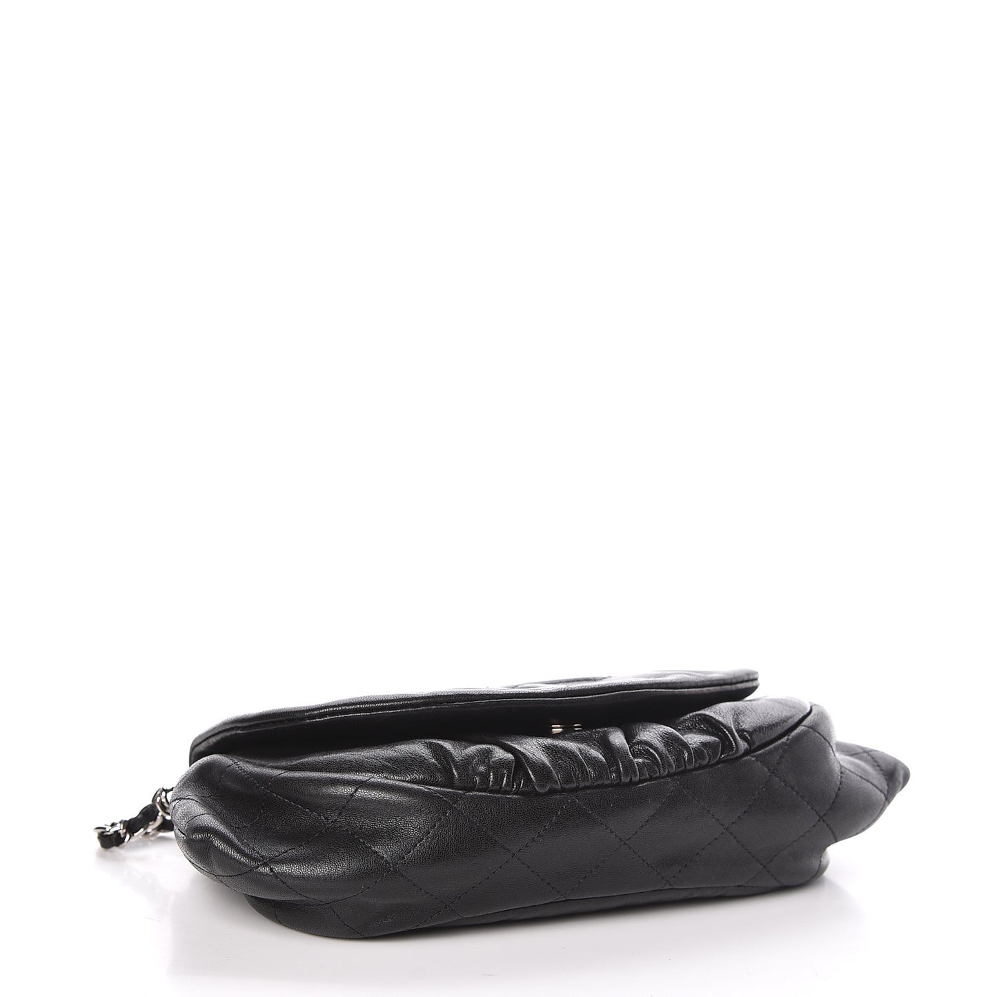 Lambskin Half Moon Wallet On Chain WOC Black