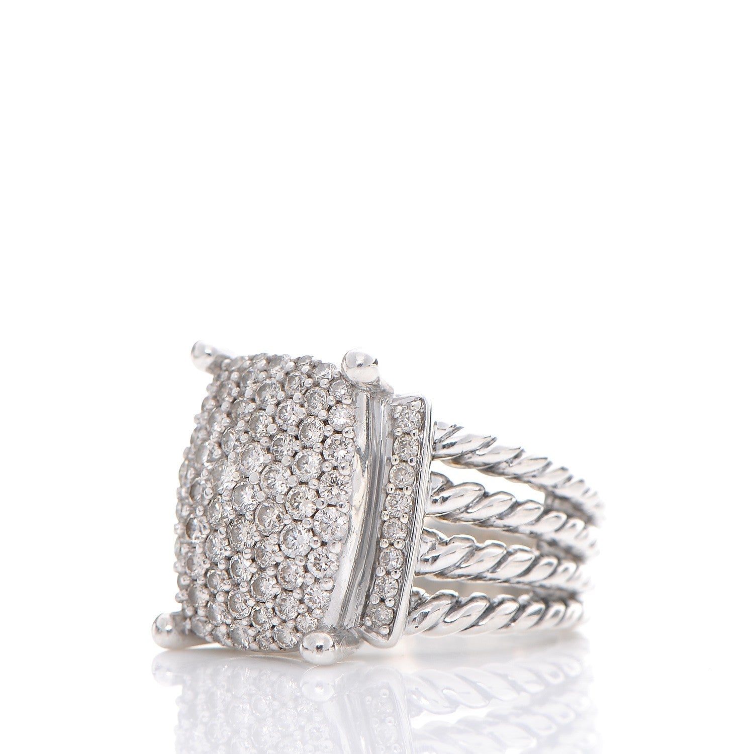 David Yurman Sterling Silver Diamond 16mm Wheaton Ring 52 6 3 of 5