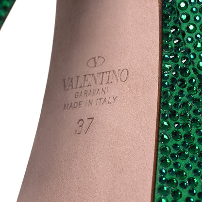 Valentino Garavani Crystal Suede Tan-Go 55/155mm Platform Pumps 37 Emerald 7 of 10