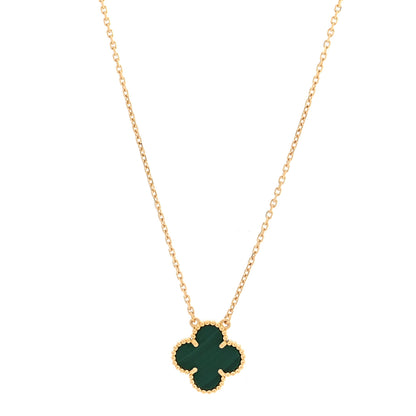 Van Cleef & Arpels 18K Yellow Gold Malachite Vintage Alhambra Pendant Necklace 1 of 4