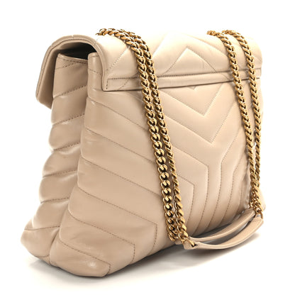 Saint Laurent Calfskin Y Quilted Monogram Medium Loulou Chain Satchel Light Natural 3 of 9