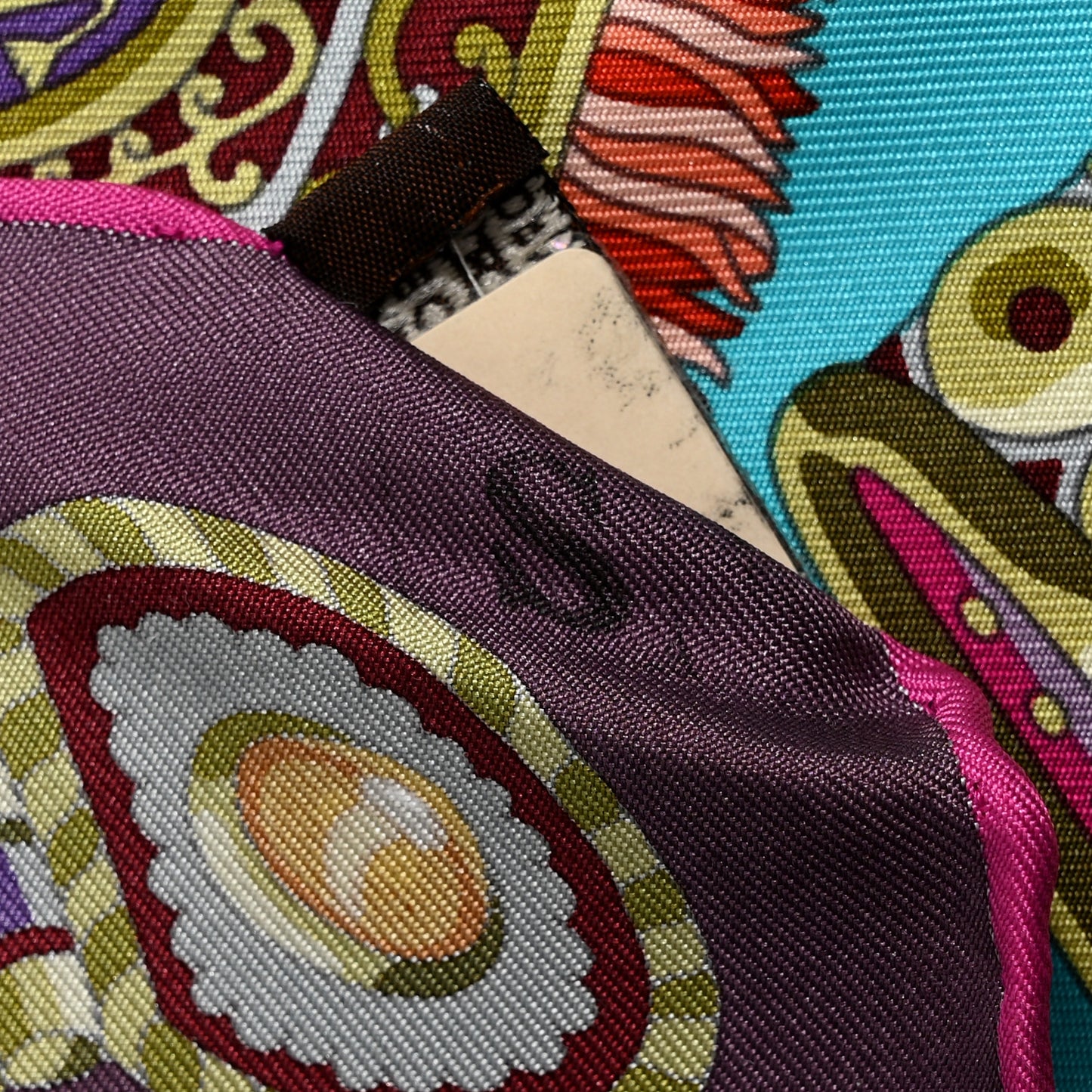 Silk Sous L'Egide De Mars Scarf 90 Turquoise Prune Corail