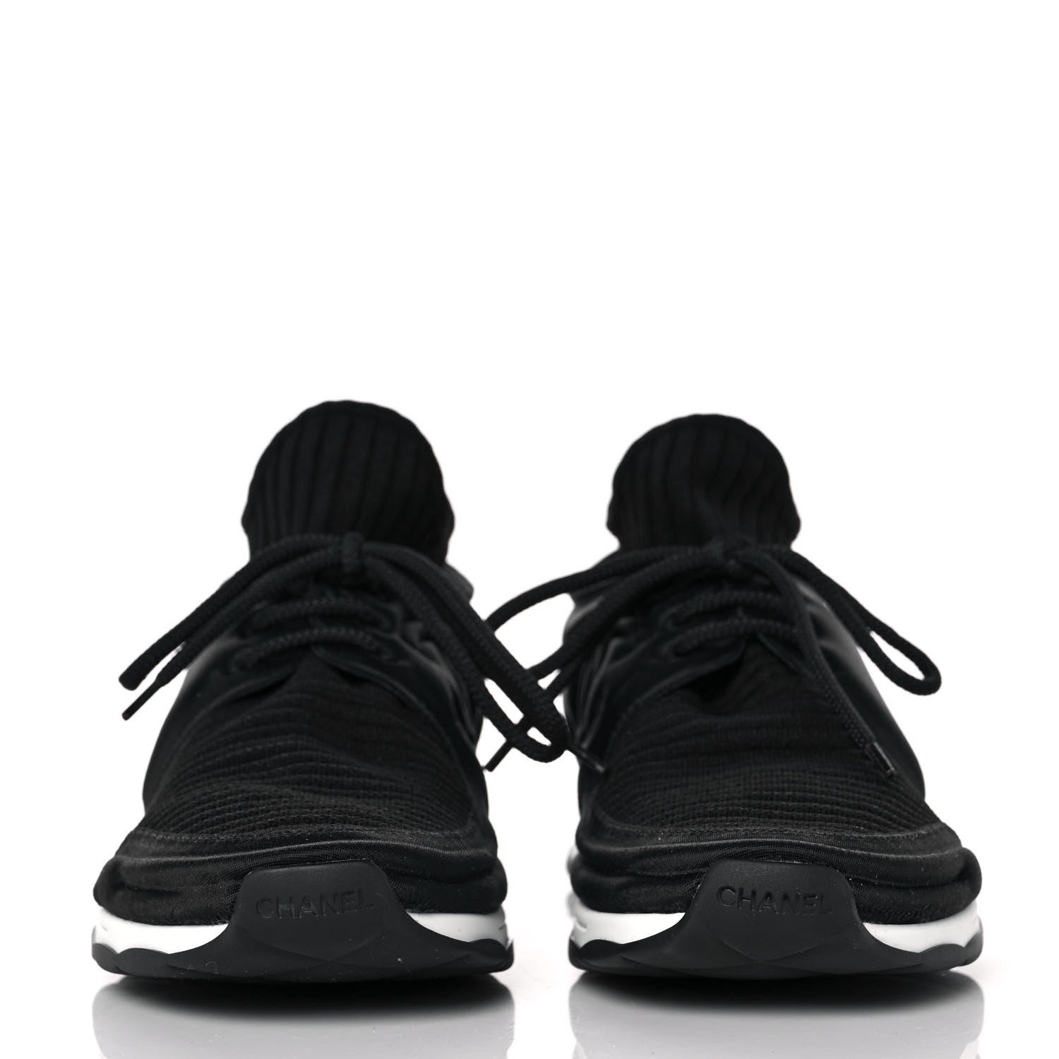 Chanel Stretch Fabric Womens CC Sneakers 39 Black 2 of 9