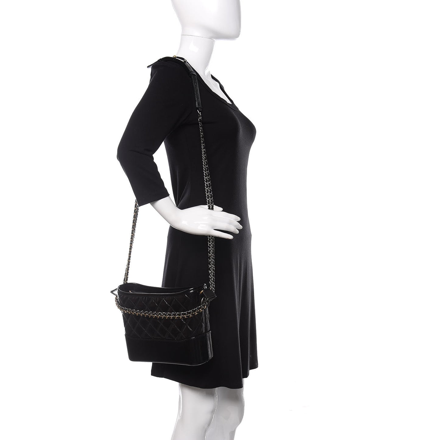Patent Quilted Medium Gabrielle Hobo Black