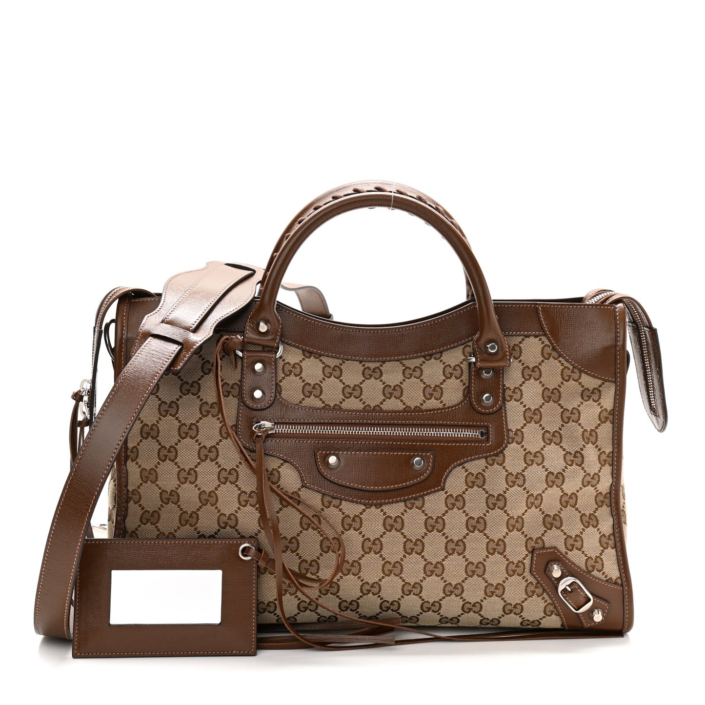 X GUCCI GG Monogram Azalea Calfskin Neo Classic Silver Hardware Medium City Beige Ebony Brown Sugar