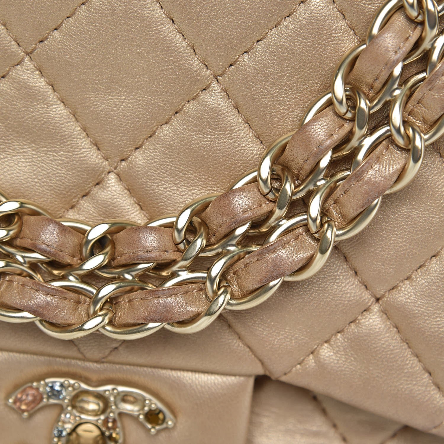 Chanel Metallic Lambskin Quilted Medium Precious Jewel Single Flap Gold 17 of 17