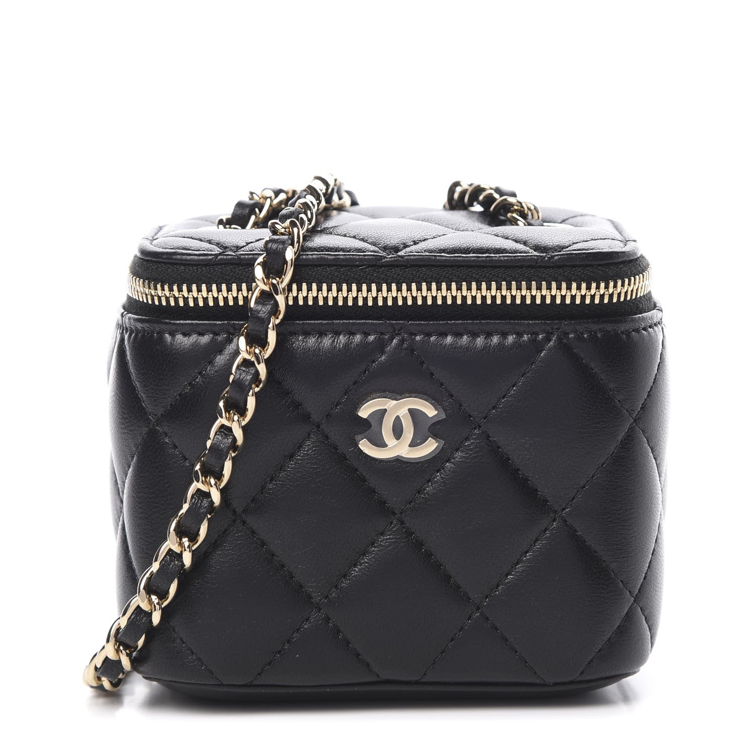 Chanel Lambskin Quilted Mini Vanity Case With Chain Black 1 of 11