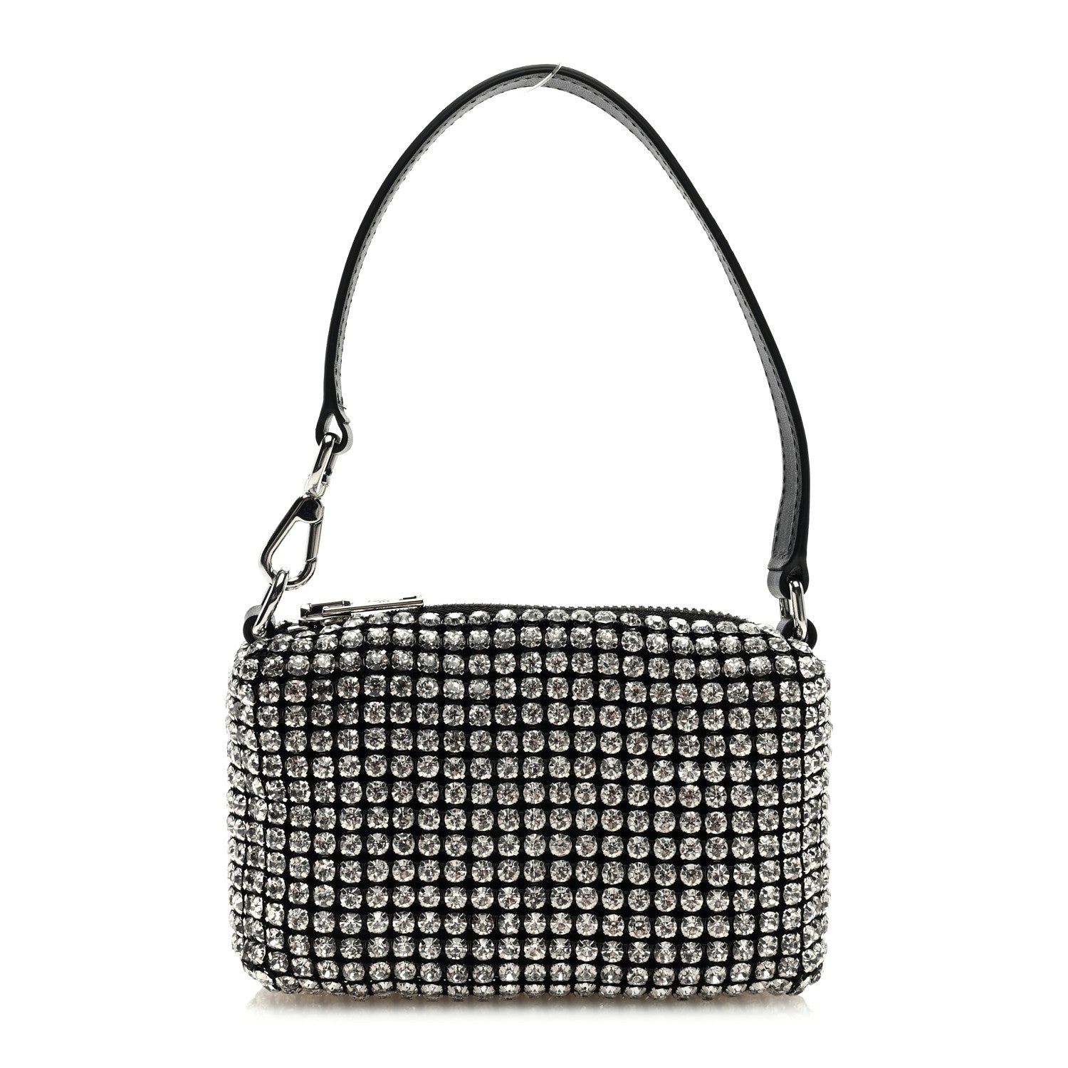 Alexander Wang Mesh Crystal Rhinestone Mini Heiress Pouch Black Silver 1 of 8