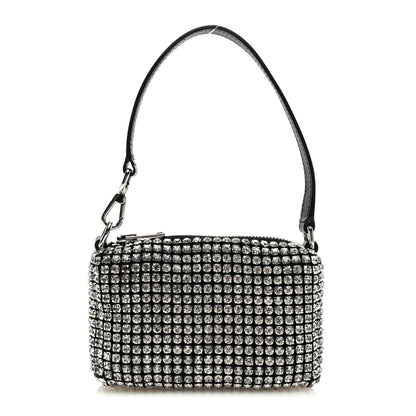 Alexander Wang Mesh Crystal Rhinestone Mini Heiress Pouch Black Silver 1 of 8