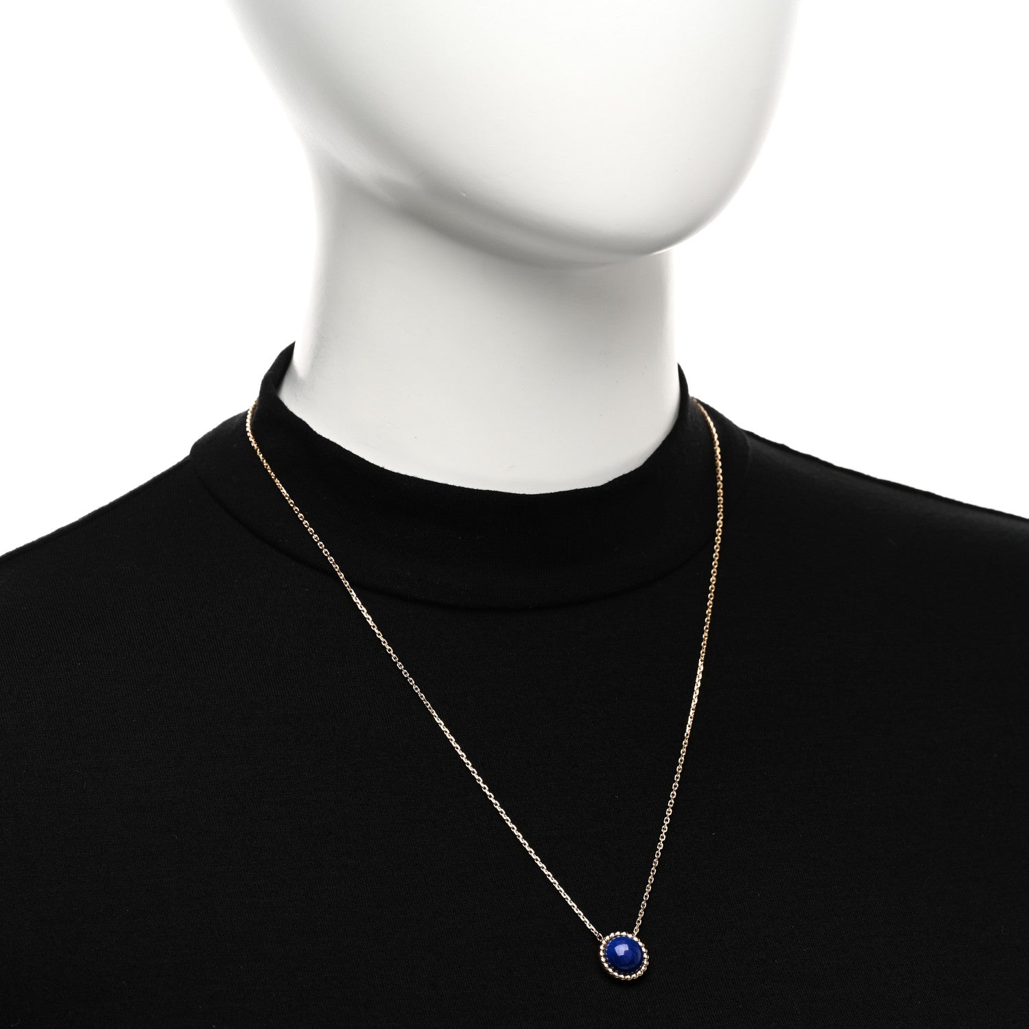 Van Cleef & Arpels 18K Yellow Gold Lapis Lazuli Perlee Couleurs Pendant Necklace 2 of 5