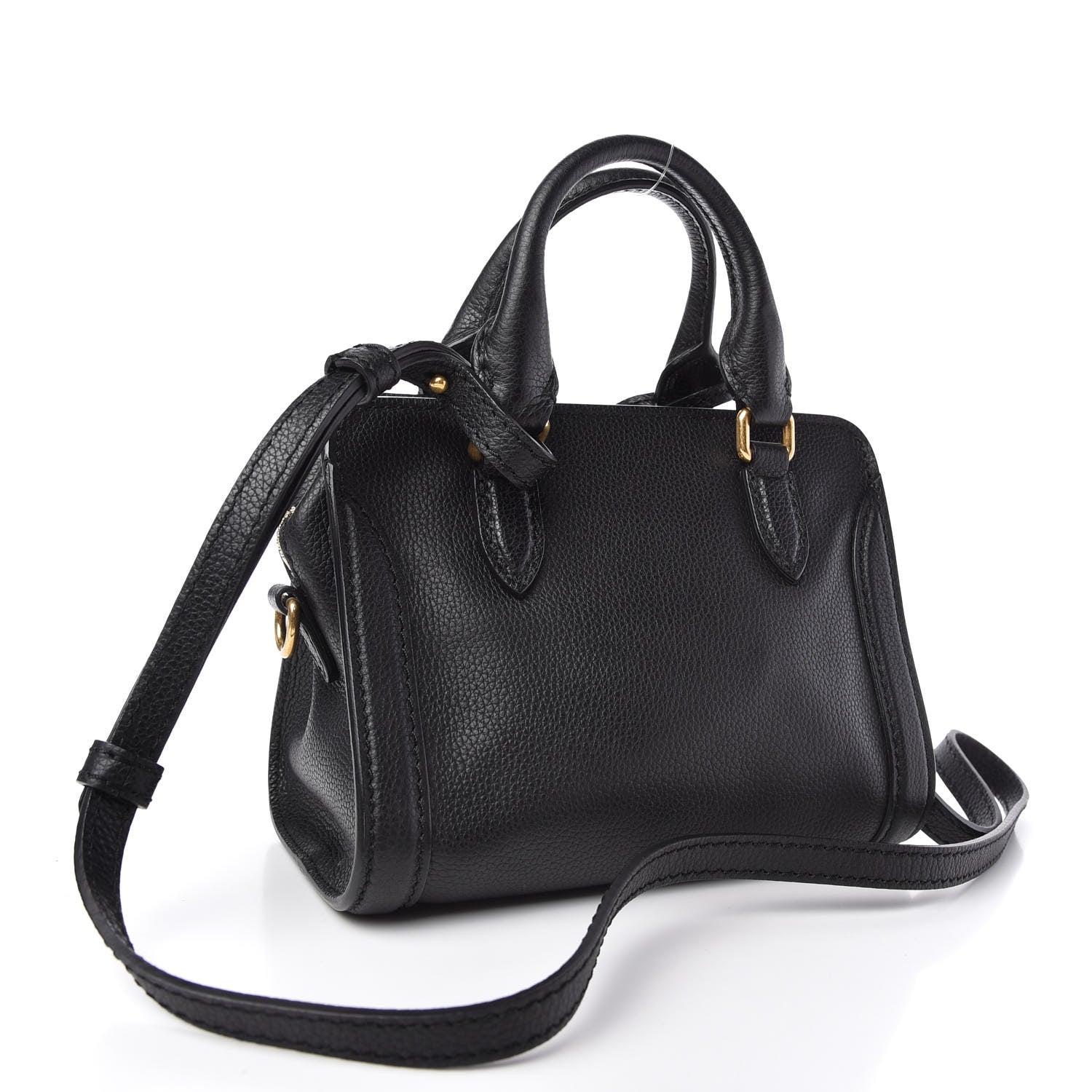 Alexander McQueen Pebbled Calfskin Mini Skull Padlock Zip Around Tote Black 3 of 10