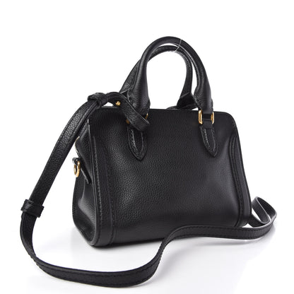 Alexander McQueen Pebbled Calfskin Mini Skull Padlock Zip Around Tote Black 3 of 10