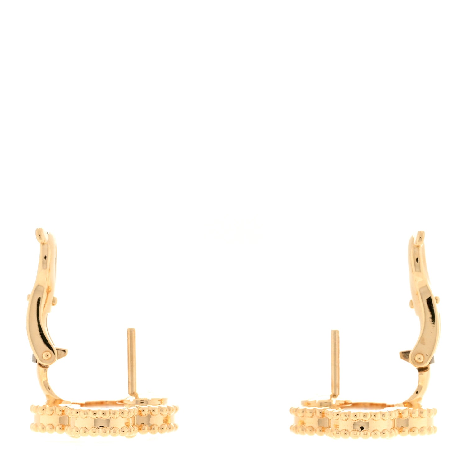 Van Cleef & Arpels 18K Yellow Gold Mother of Pearl Vintage Alhambra Earrings 3 of 5
