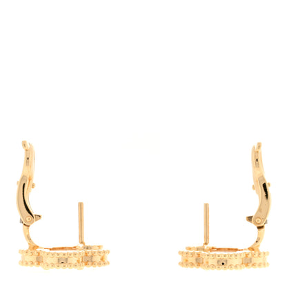 Van Cleef & Arpels 18K Yellow Gold Mother of Pearl Vintage Alhambra Earrings 3 of 5