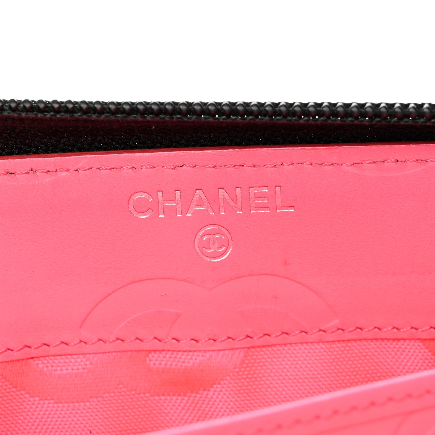Calfskin Quilted Cambon Large Gusset Zip Around Wallet Black