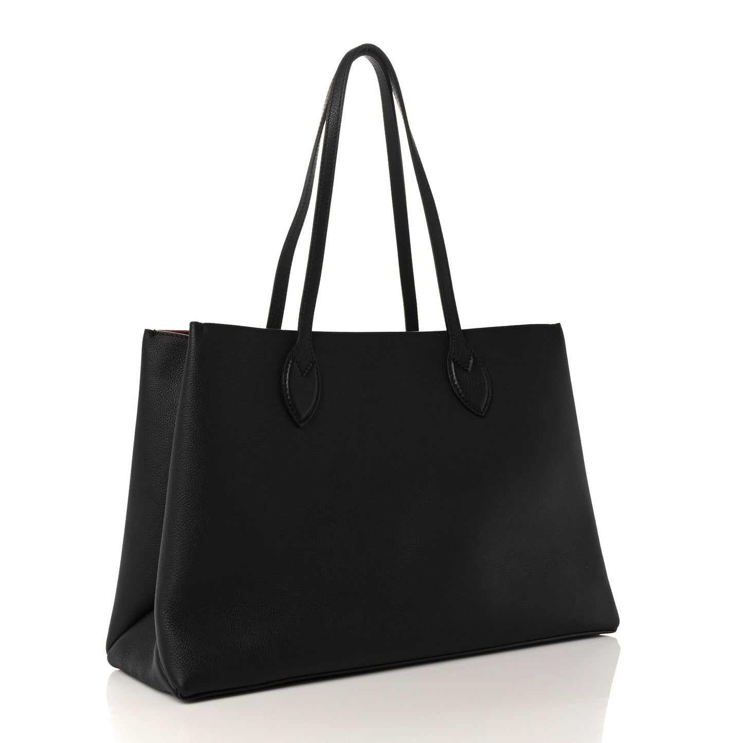 Grained Calfskin Lockme Shopper Black