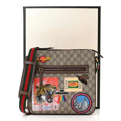 Gucci Soft GG Supreme Monogram Courrier Web Medium Flat Messenger Bag Beige New Acero Multicolor 12 of 12