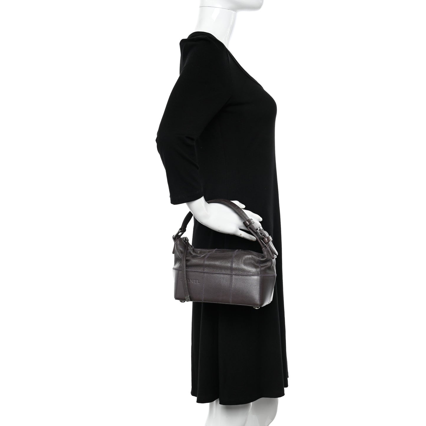 Metallic Caviar Square Stitched Bag Purple