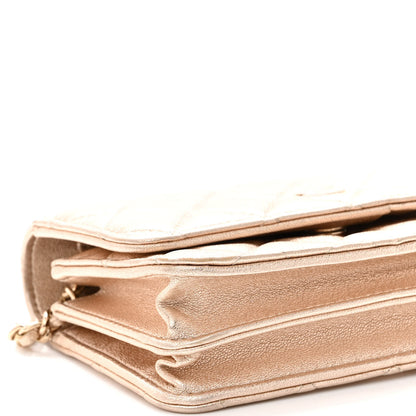 Chanel Metallic Lambskin Quilted Mini Wallet On Chain WOC Gold 9 of 10