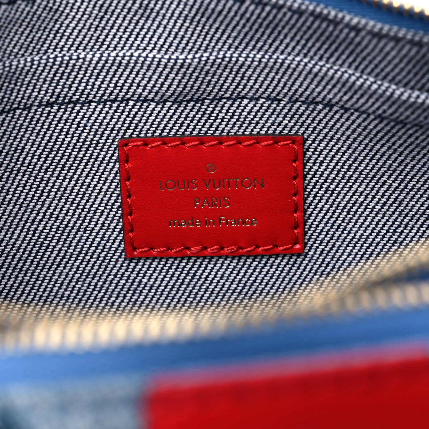 Louis Vuitton Denim Damier Monogram Patchwork Multi Pochette Accessories Blue Rouge 7 of 10