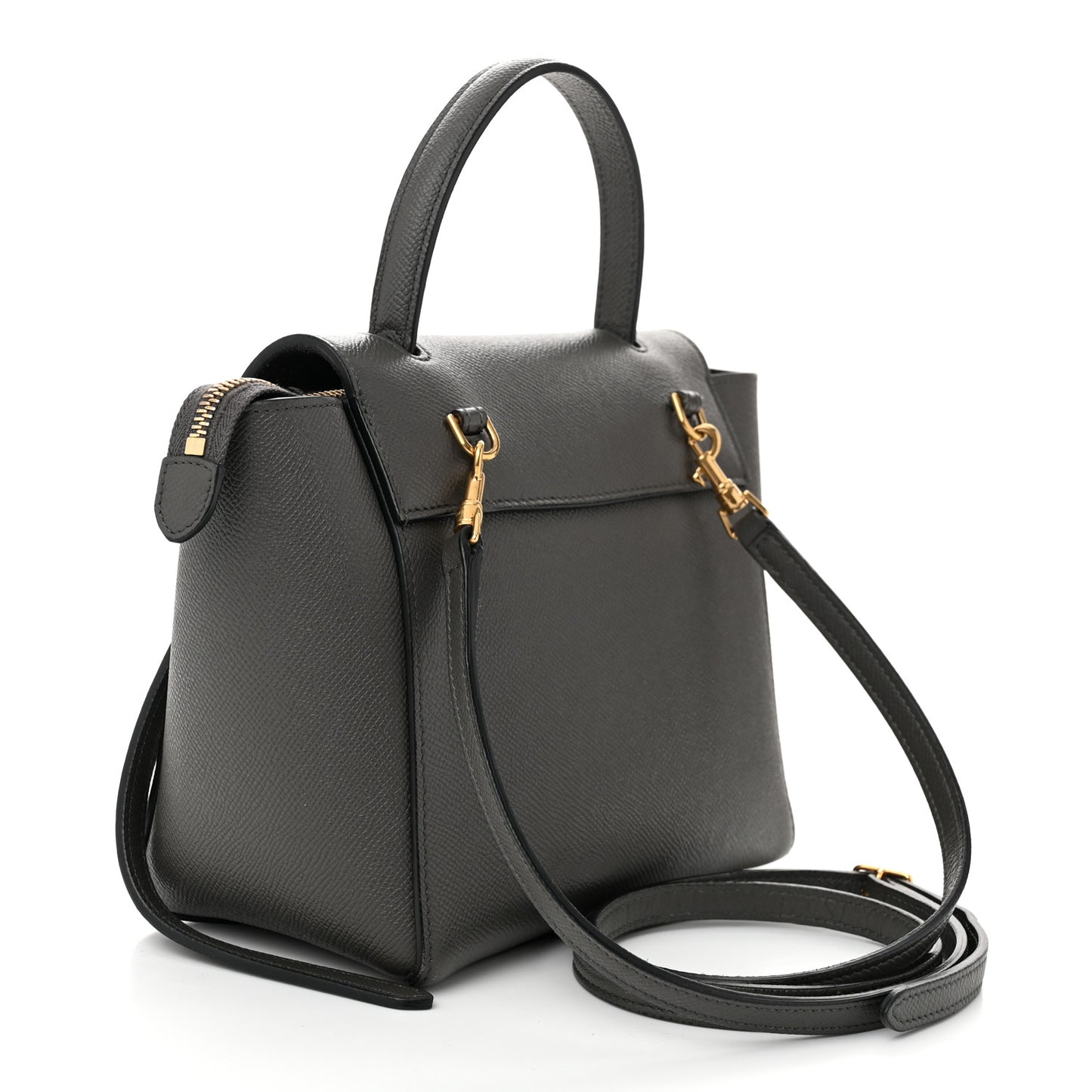 Grained Calfskin Nano Belt Bag Grey